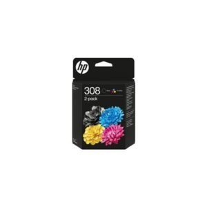 SUP INK HP 6L6S6UE 308 Black/Tri-Color Combo 2-Pack