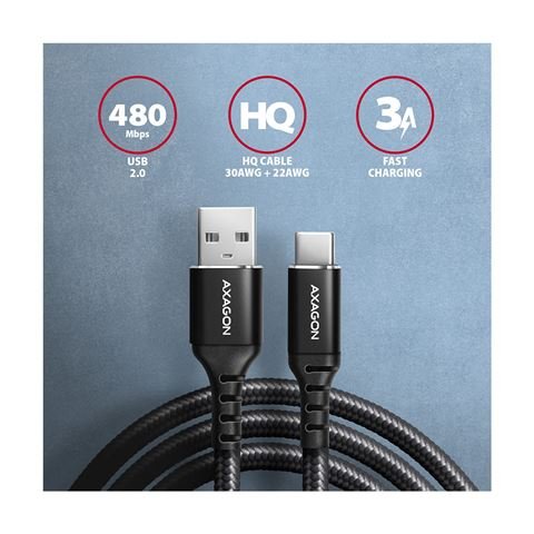 CC USB CM 2.0 USB AM, 1,0 m, Crna, HQ, BUCM-AM10AB, AXA