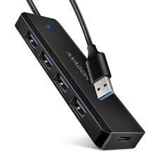 USB HUB 4 x USB 3.2 Gen1, USB-AM, 19cm, USB-C power IN, Axagon HUE-C1A