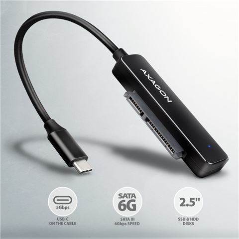 HDD DOD Ladica 2.5" SATA -> USB3.2, Black, ADSA-FP2C, AXA
