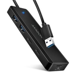 USB HUB 2x USB-A + 2x USB-C, kabel USB-A, USB-C power IN,AXA HUE-C2A