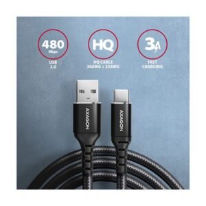 CC USB CM 2.0  USB AM, 1,0 m, Crna, HQ, BUCM-AM10AB, AXA